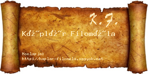 Káplár Filoméla névjegykártya